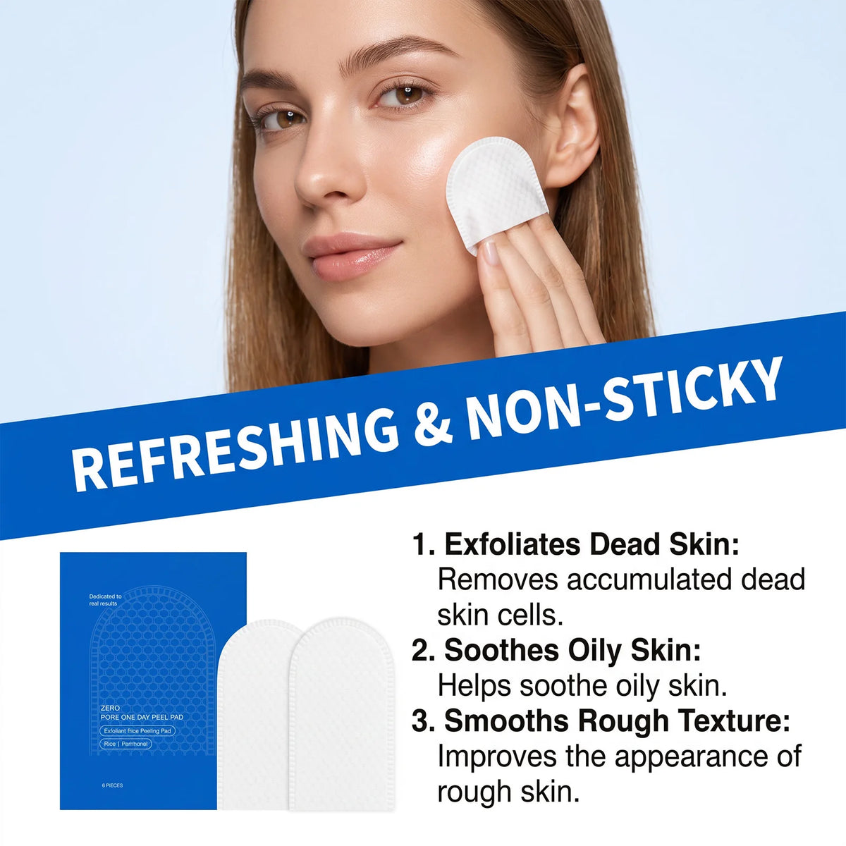 Zero Pore Dual-Texture Exfoliating Cotton Pads – 8pc Set Exfoliating Face Pads SWANS