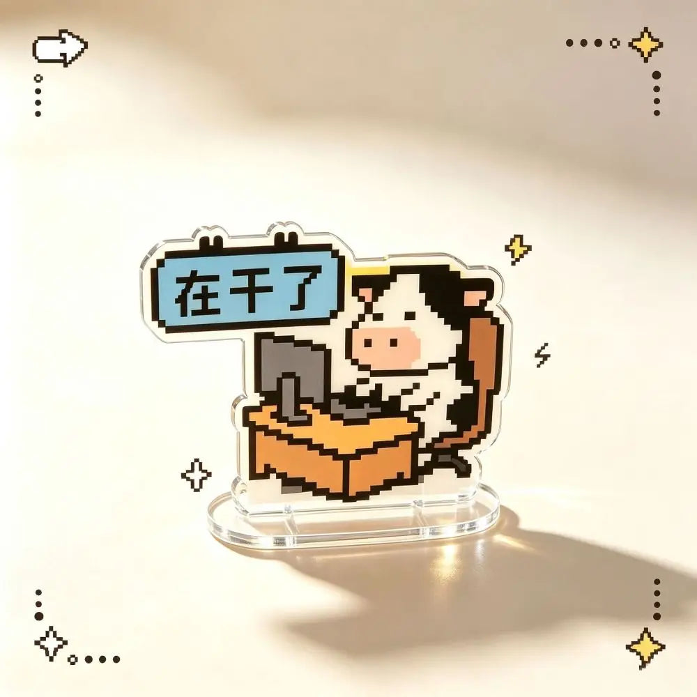 Acrylic Pixel Cartoon Flip Sign – Reversible Double-Sided Desk Plaque Desk Flip Sign SWANS