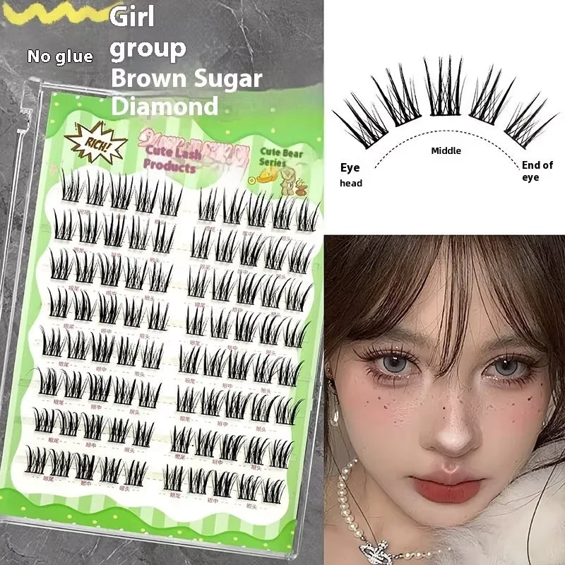 No-Glue 3D Manga Cat Eye False Lashes – Reusable & Curly