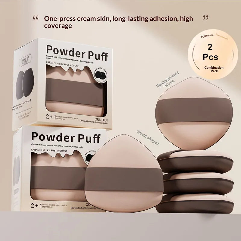 2-Pack Soft Double-Sided Powder Puff & Foundation Blender Makeup Sponge SWANS
