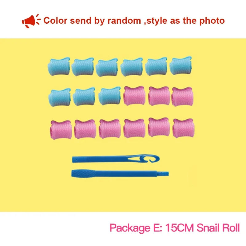 Heatless Hair Curling Rollers – No Heat Foam Styling Set Heatless Hair Curlers SWANS 18pcs 15cm snailroll