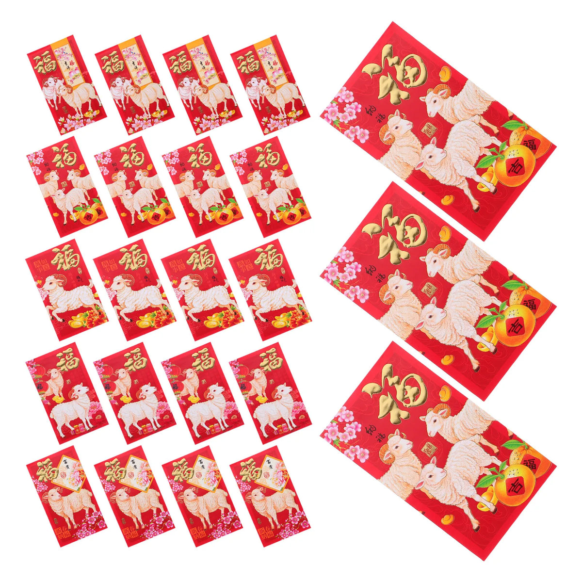 36-Pack Lunar New Year Red Envelopes Sheep Motif Hongbao Set Red Envelopes Set SWANS Default Title
