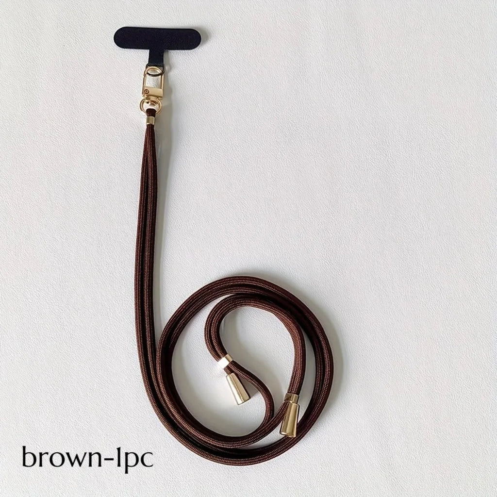Adjustable Crossbody Phone Strap Gold Buckle – Hands-Free Crossbody Phone Strap SWANS brown-1pc