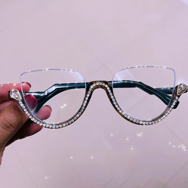 Women's Vintage Cat Eye Blue Light Blocking Glasses | Half Frame Blue Light Glasses SWANS C7