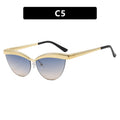 TOYEARN Y2K Cat Eye Sunglasses – Vintage Half Frame Women Cat Eye Sunglasses SWANS Blue Yellow