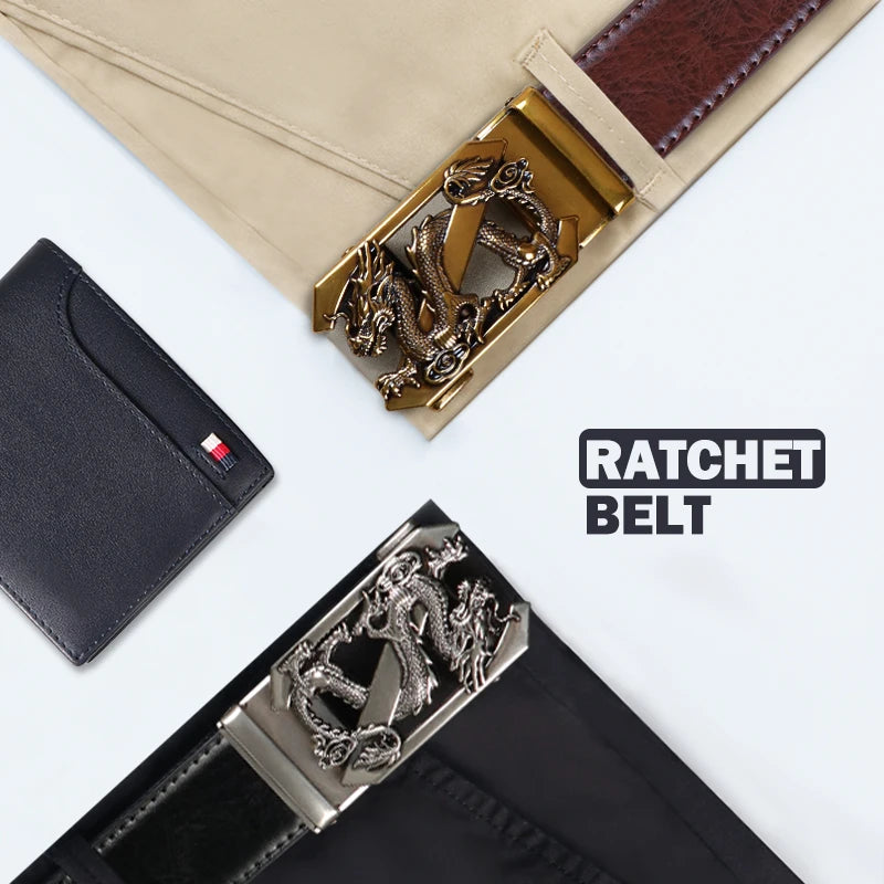 Men's Split Leather Ratchet Belt – Adjustable Alloy Buckle Men's Leather Belt SWANS