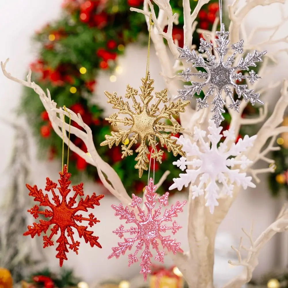 6-Pack 3D Snowflake Christmas Tree Ornaments – Glossy Shimmer Christmas Tree Ornaments SWANS