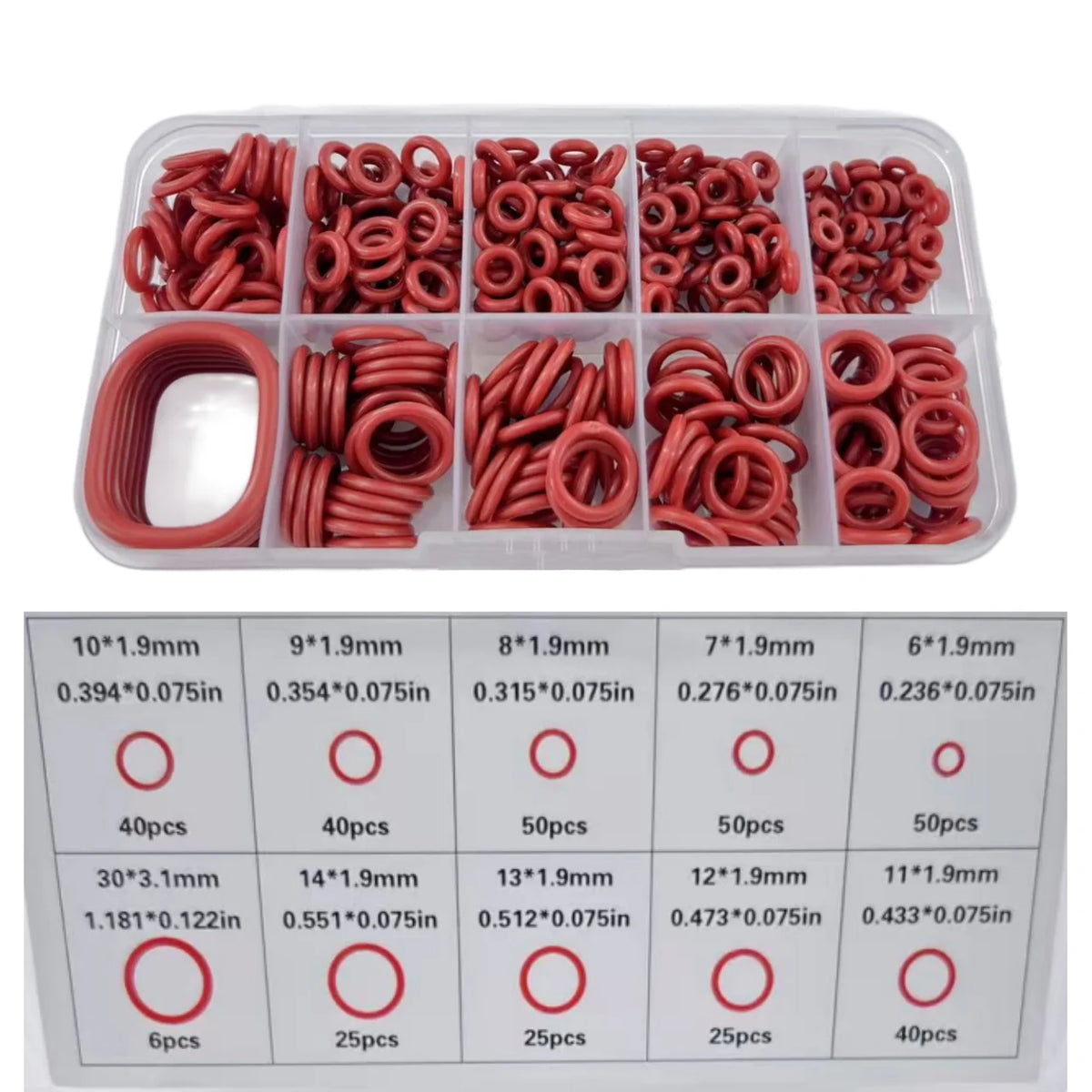 Silicone Rubber O-Ring Kit – Assorted Sizes, Oil & Water Resistant O-Ring Seal Kit SWANS 351 pcs