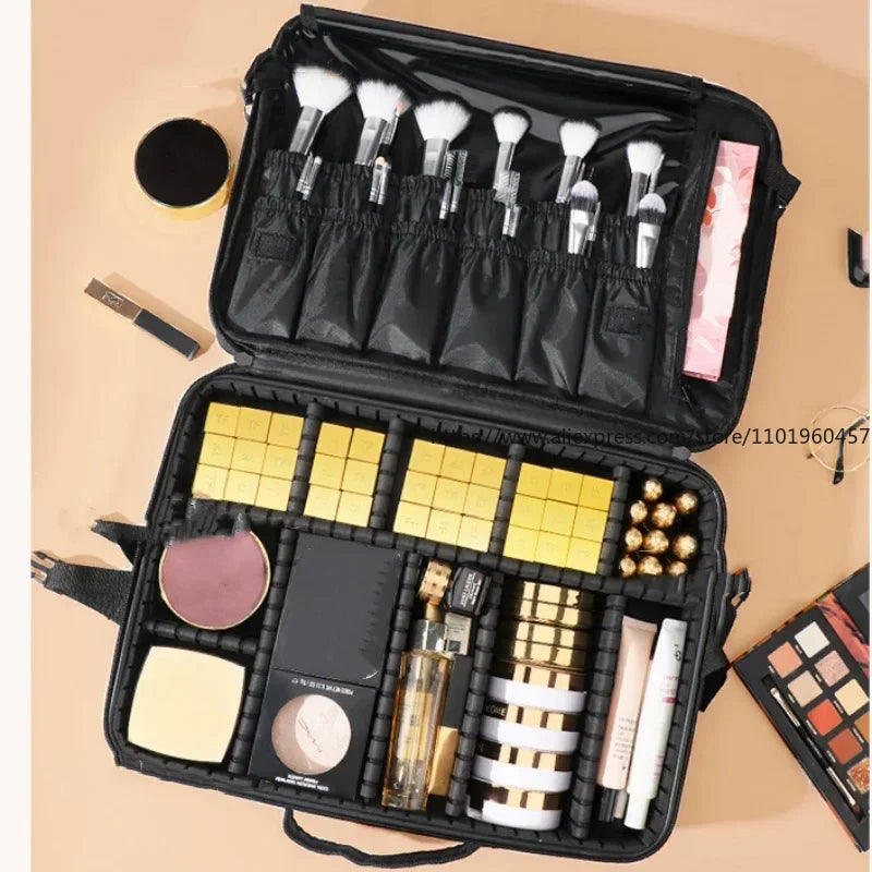 Women Travel Makeup Train Case with Adjustable Dividers Makeup Train Case SWANS