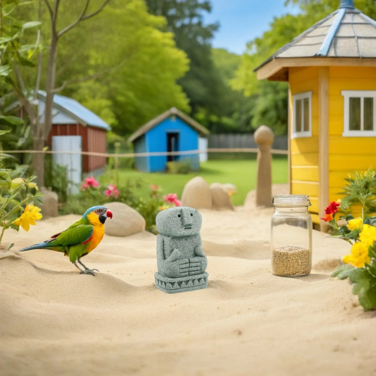 Miniature Thinking Man Zen Garden Statue – Balinese Decor Garden Figurine SWANS