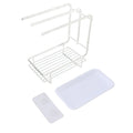SWANS Iron Sponge Holder & Dish Drying Rack with Drain Pan Sink Sponge Organizer SWANS White