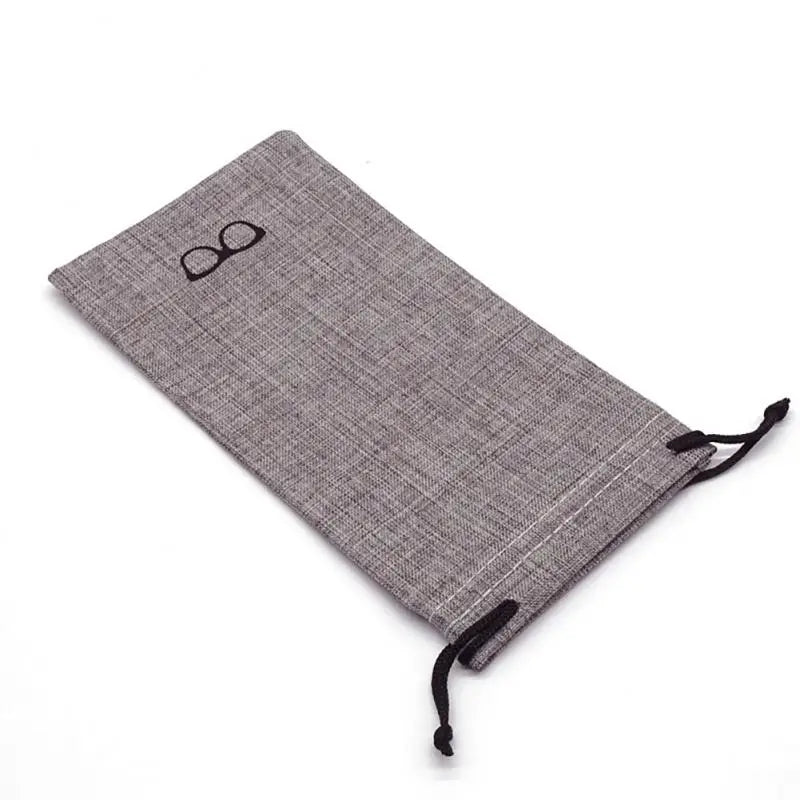 Soft Linen Glasses Case – Dustproof Drawstring Pouch for Travel Eyewear Pouch Case SWANS Grey