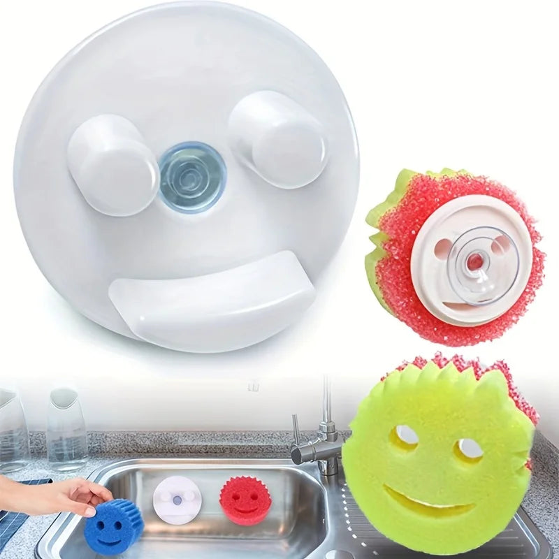 SWANS Smiley Face Sponge Holder with Suction Cup – Silicone Sponge Holder SWANS