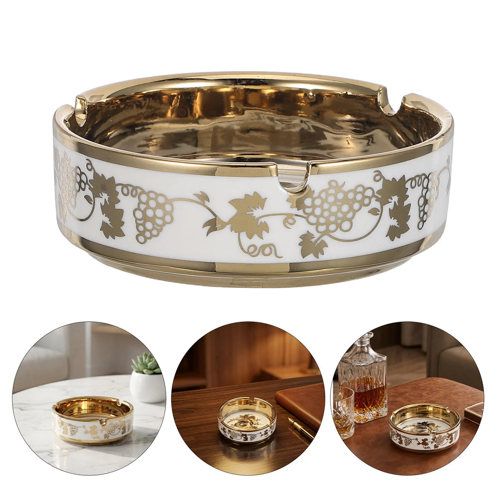 SWANS Ceramic Ashtray – Titanium Plated Tabletop Cigar Holder Ceramic Ashtray SWANS Default Title