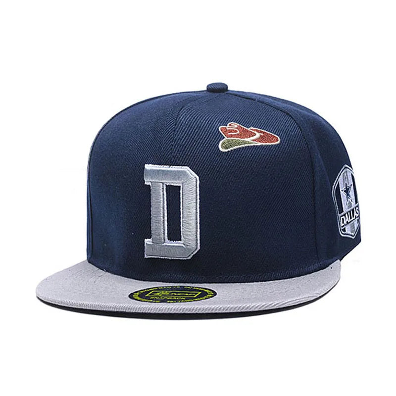 Dallas Letter D Snapback Cap – Unisex Hip Hop Baseball Hat Snapback Baseball Cap SWANS A11 One Size