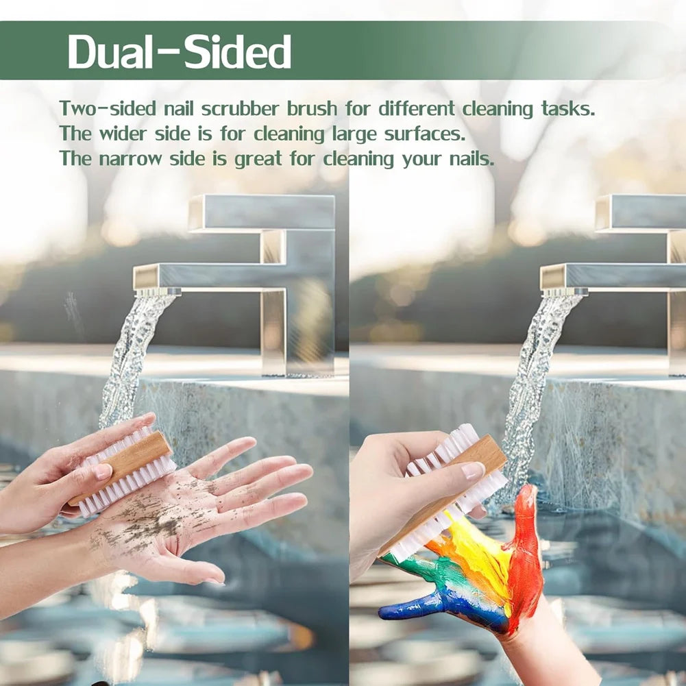 SWANS 4-Pack Two-Sided Wooden Nail Cleaning Brush Set Nail Cleaning Brush SWANS Wood Color White