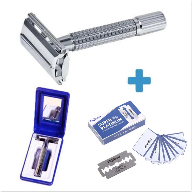 YUNCHi Butterfly Double Edge Safety Razor – Chrome Shaver Safety Razor SWANS Silver