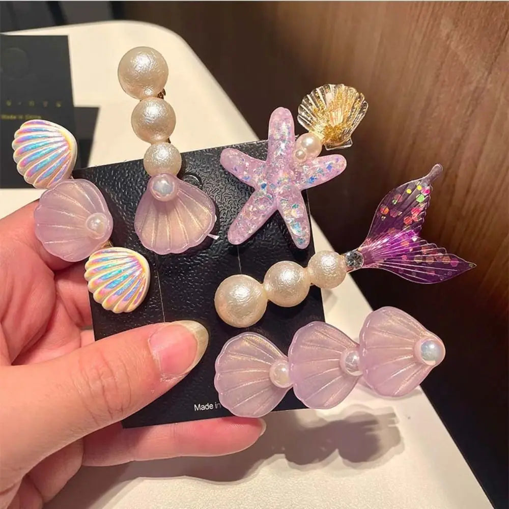 5-Pack Ocean Shell & Starfish Hair Clips – Girls Barrettes Girls Hair Clips SWANS