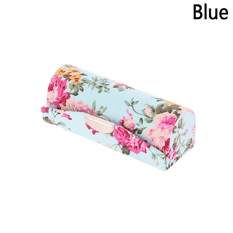 Retro Embroidered Lipstick Case with Mirror | Floral Brocade Lipstick Case SWANS Blue
