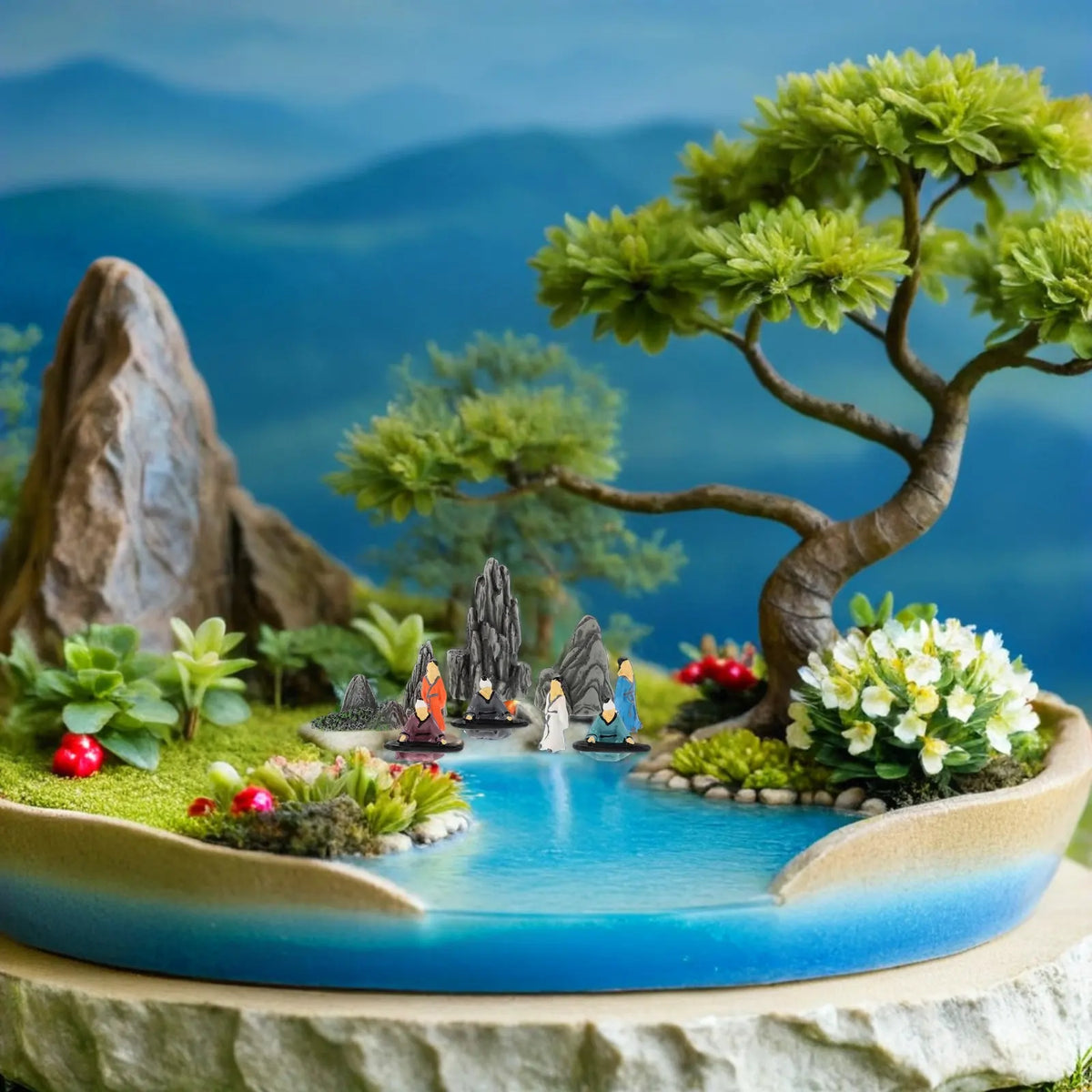 10-Pack Resin Miniature Chinese Sculptures Bonsai Garden Ornaments Miniature Resin Figurines SWANS