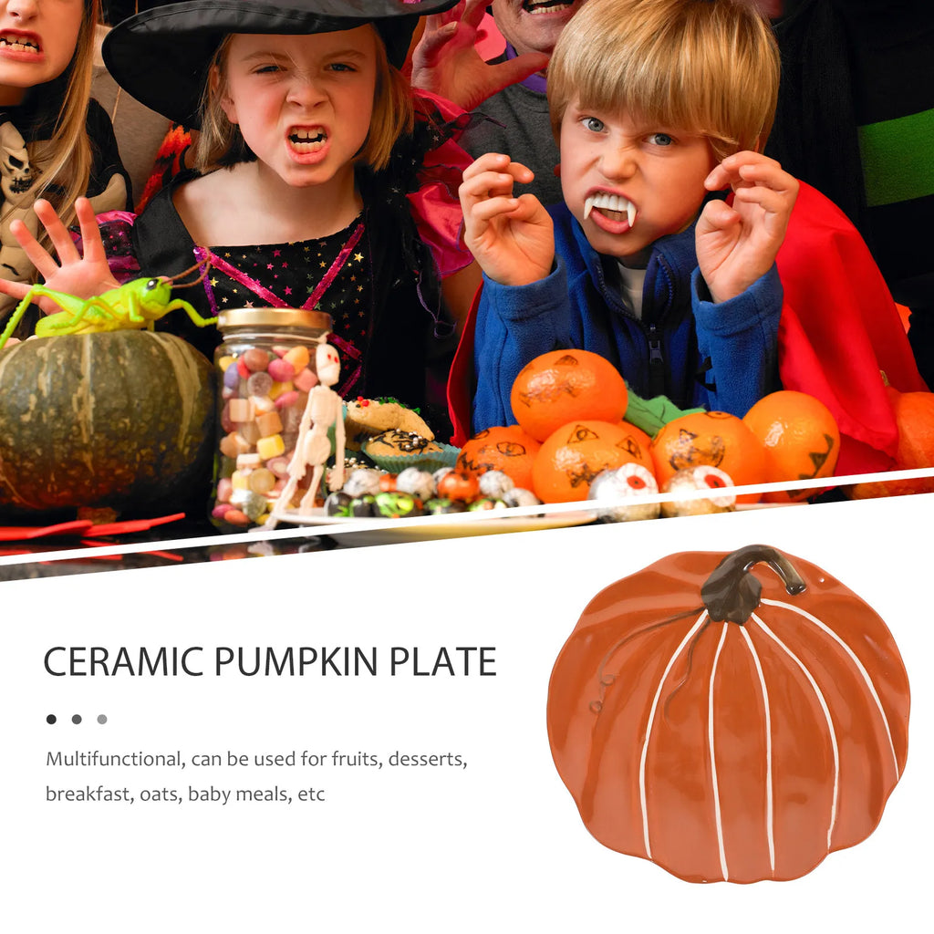 WINOMO Pumpkin Ceramic Dinner Plate | Fall Serving Tray Ceramic Dinner Plate SWANS