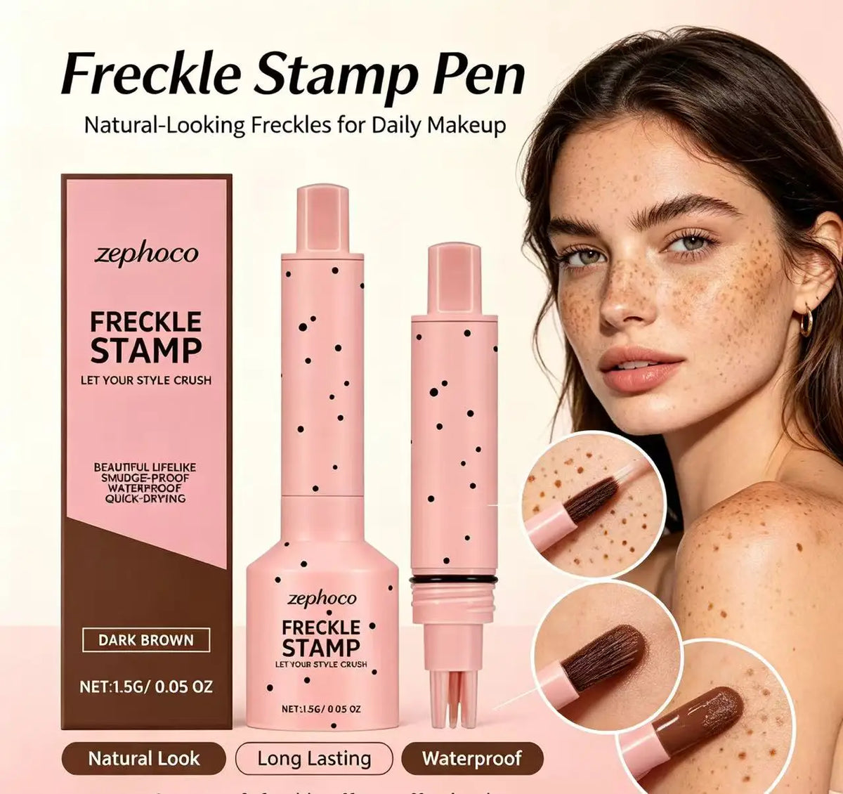 Zephoco 5-Point Freckle Stamp Pen – Waterproof Sun-Kissed Faux Freckle Stamp Pen SWANS