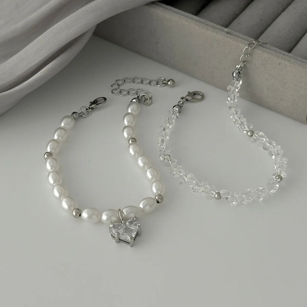 Layered Pearl Beaded Stackable Bracelet Set for Women – 2 Pcs Stackable Bracelet Set SWANS