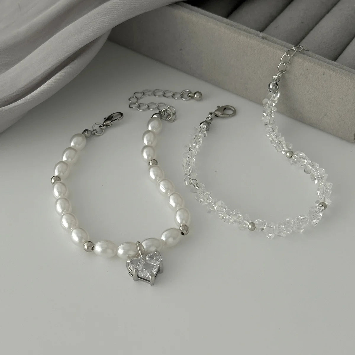 Layered Pearl Beaded Stackable Bracelet Set for Women – 2 Pcs Stackable Bracelet Set SWANS