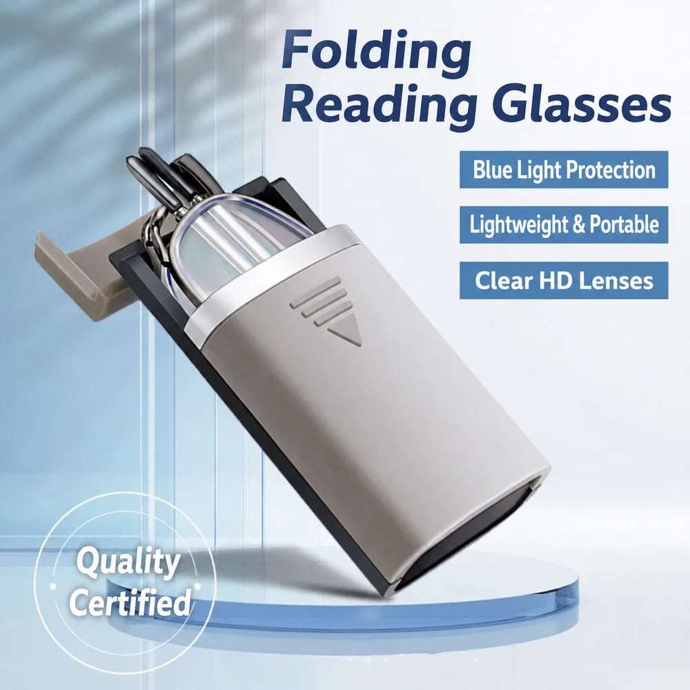 Blue Light Blocking Foldable Reading Glasses Metal Frame +1–+4 Reading Glasses SWANS