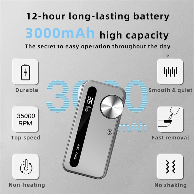 SWANS AA20 Cordless Electric Nail Drill 35000RPM – Manicure Machine Electric Nail Drill SWANS