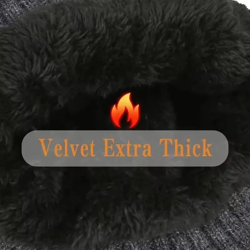 Men's Winter Knitted Hat – Faux Fur Lined Peaked Earmuff Cap Winter Knitted Hat SWANS