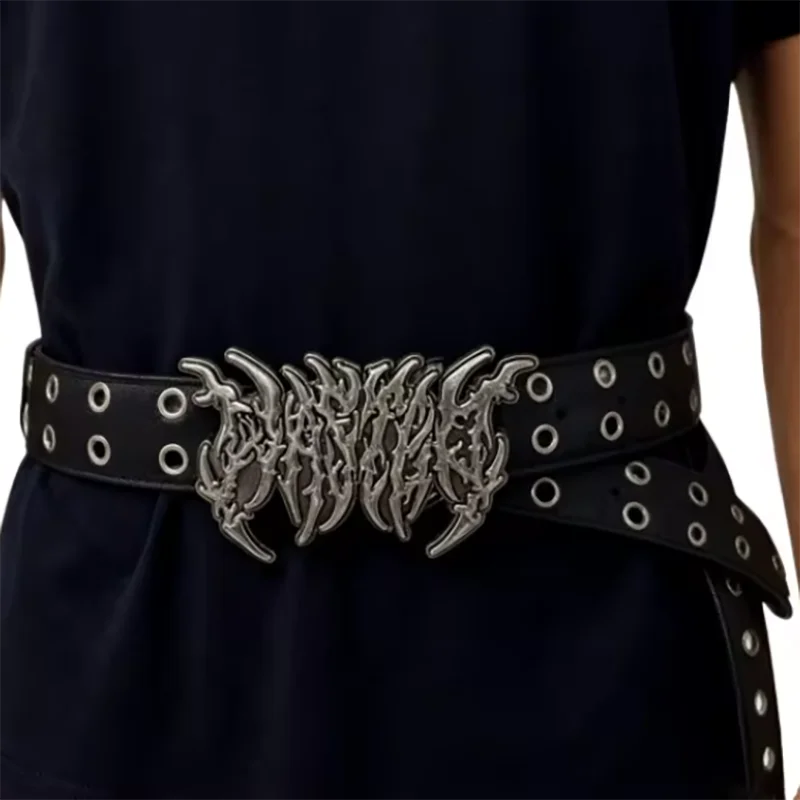 Y2K Hollow Punk Belt – Unisex PU Fashion Belt | Black Fashion Belt SWANS