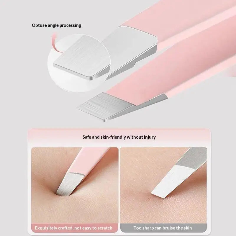 4-Pc Stainless Steel Tweezers Set – Eyebrow & Grooming Tool Eyebrow Tweezers Set SWANS