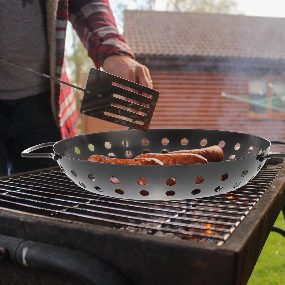 Carbon Steel Nonstick BBQ Grill Pan – Double Handle Grill Tray BBQ Grill Pan SWANS