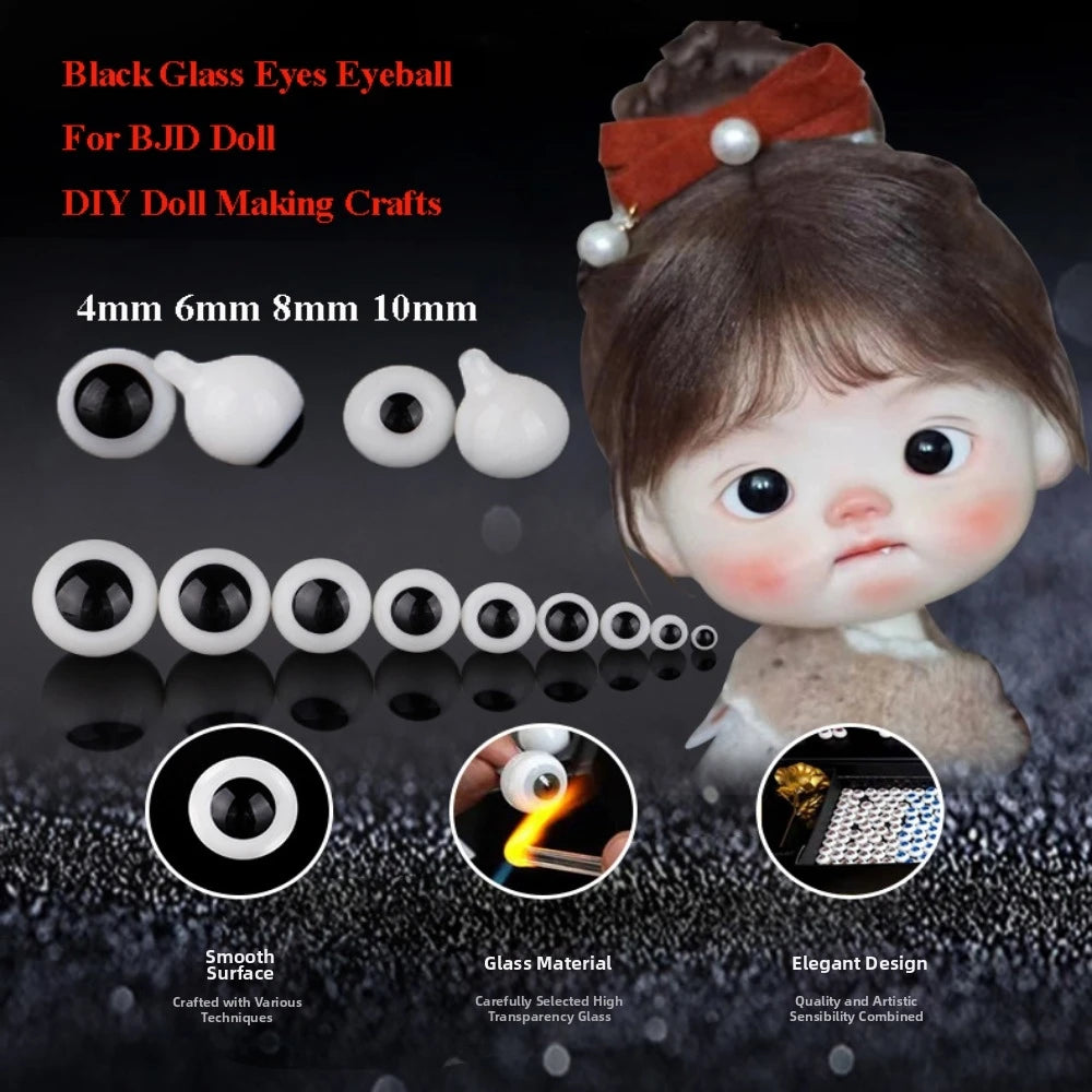 Glass Doll Eyes 4mm–10mm Black Eyeballs for DIY Crafts Doll Craft Eyes SWANS