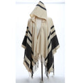 Women's Hooded Fleece Shawl – Warm Cashmere-Style Winter Wrap Hooded Shawl Wrap SWANS Beige