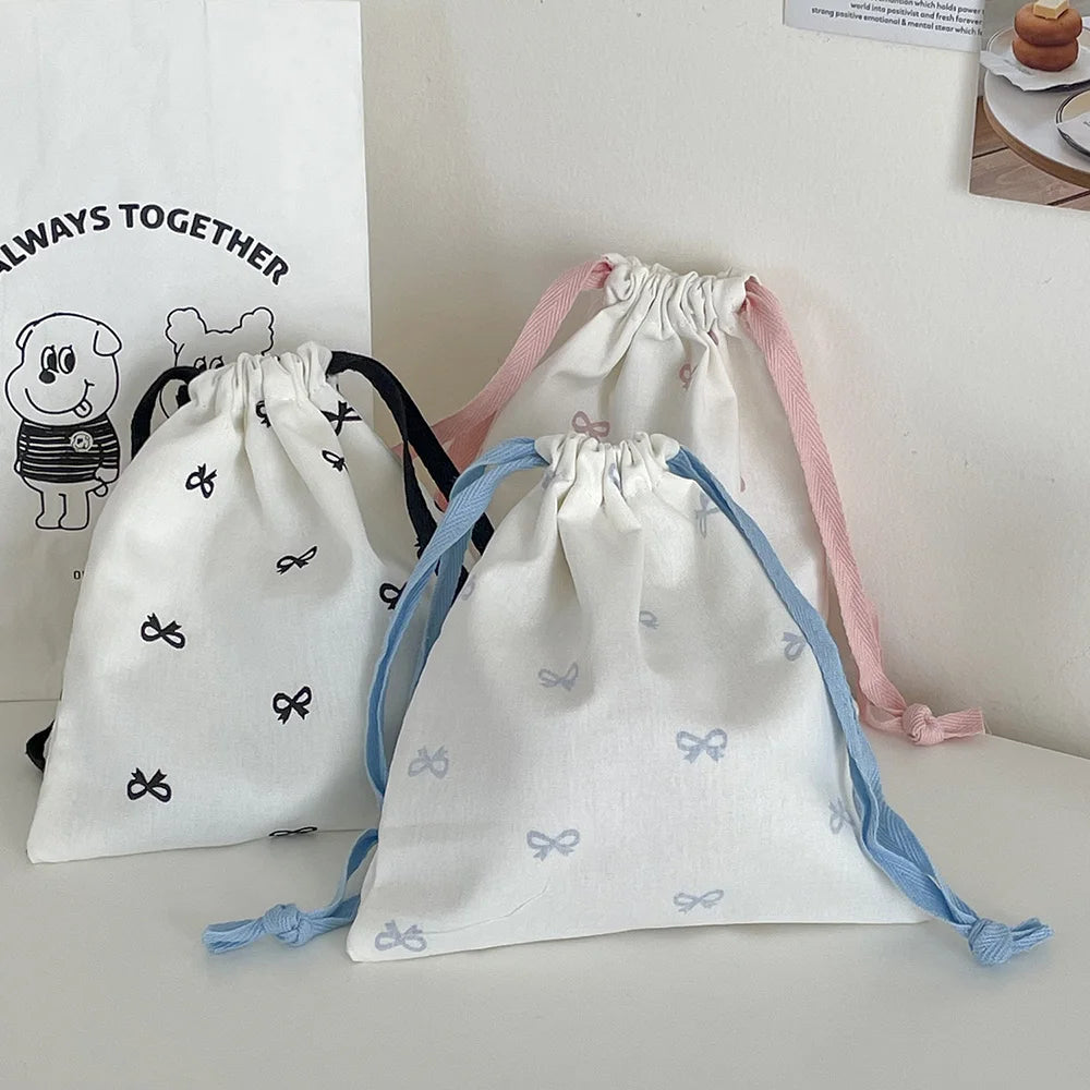 Bowknot Drawstring Makeup Bag – Large Cosmetic Pouch Cosmetic Drawstring Bag SWANS
