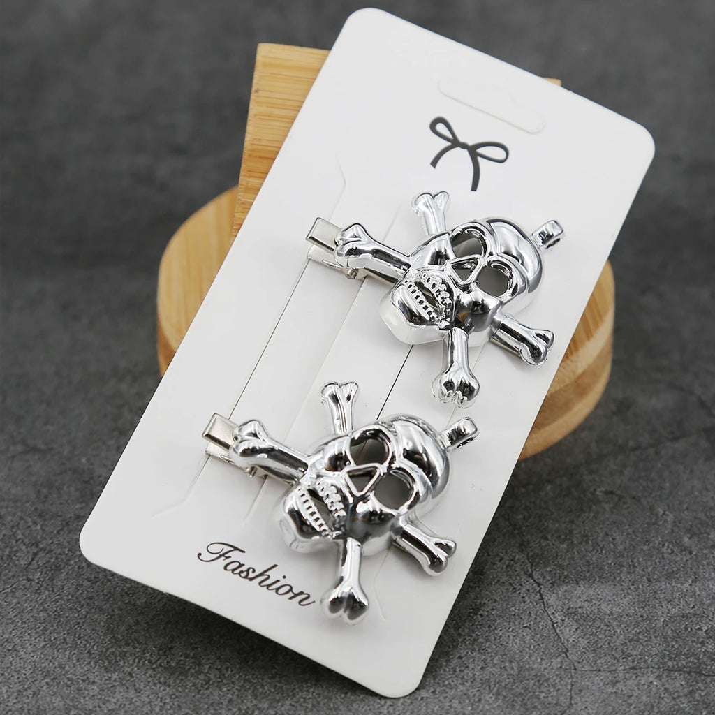 Skull & Pirate Hair Clips – Halloween Party Barrettes 2/6pcs Hair Clip Barrettes SWANS 2 PCS