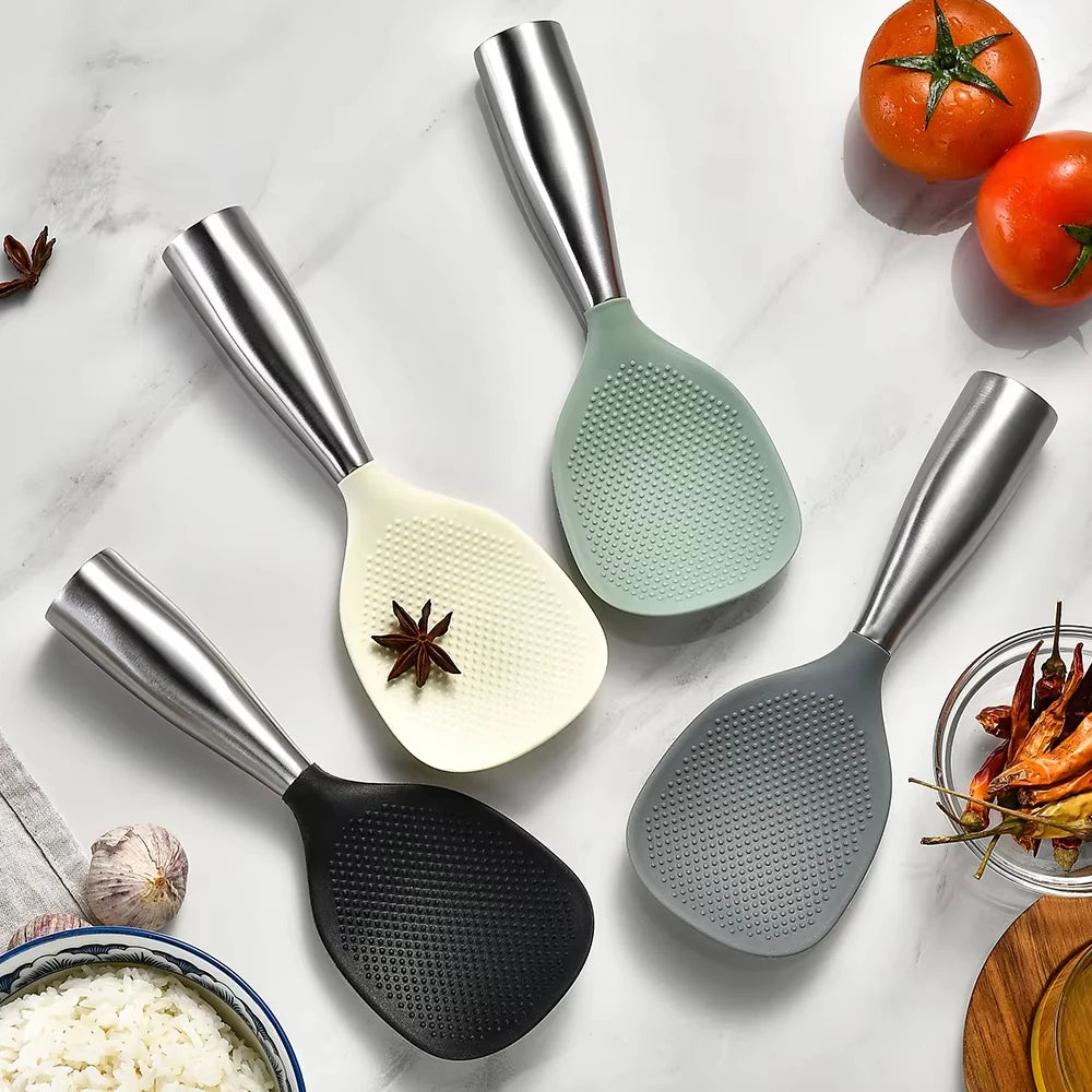 SWANS Silicone Rice Spoon – Non-Stick Stand-Up Serving Spoon Silicone Rice Spoon SWANS