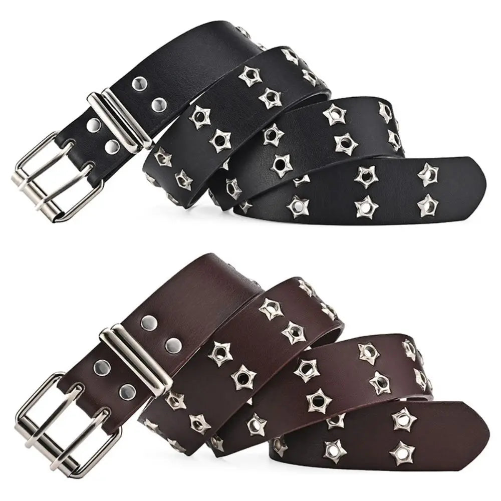 Star Eyelet Rivet Belt – Punk Gothic Unisex PU Leather Rivet Fashion Belt SWANS
