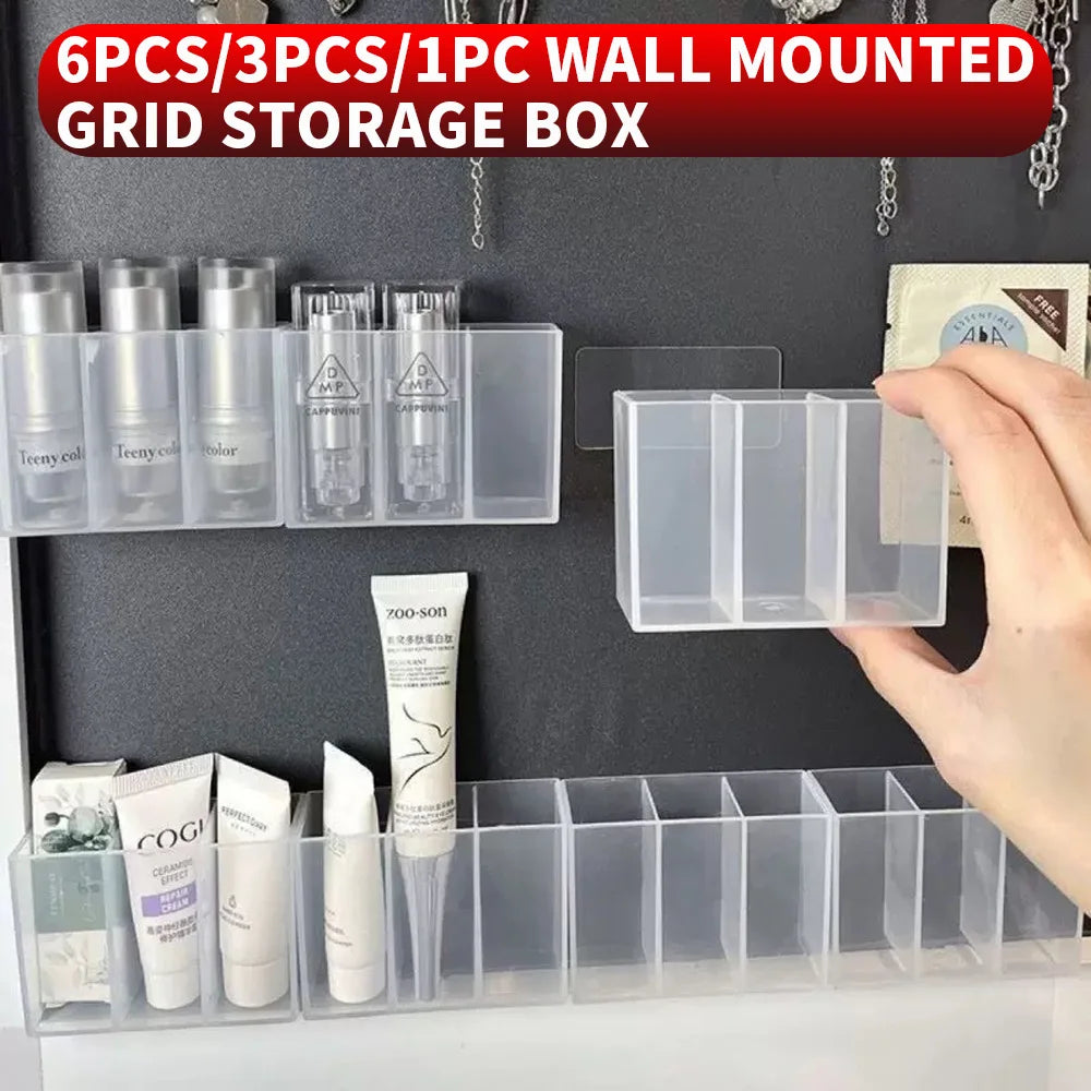 SWANS No-Drill Wall Mounted Compartment Storage Box 1/3/6PC Wall Storage Organizer SWANS