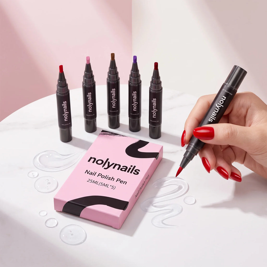5-Color Gel Nail Polish Pen Set – Quick Dry, No UV Needed Gel Nail Polish Pen SWANS
