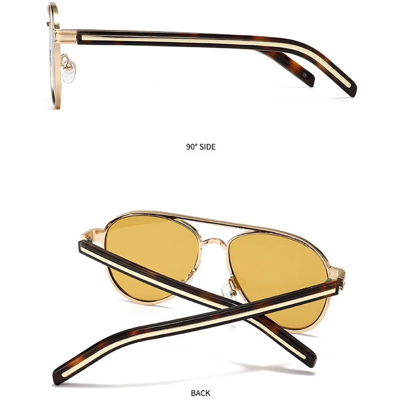 TOYEARN Vintage Pilot Sunglasses UV400 Double Bridge Unisex Pilot Sunglasses SWANS