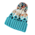 Women's Thickened Pompom Knit Beanie Hat with Ear Flaps Winter Knit Beanie SWANS Lake blue