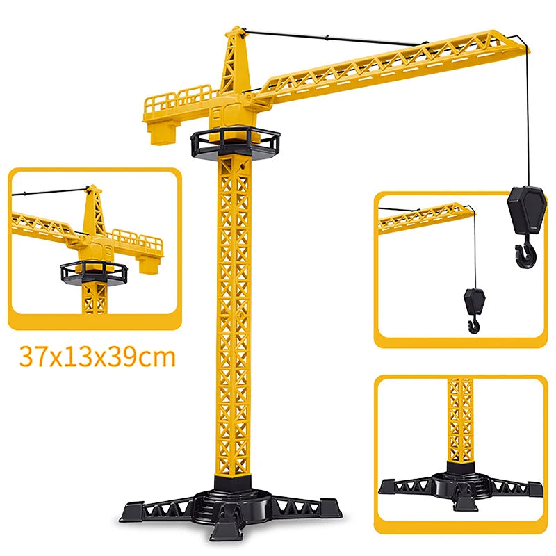 Engineering Tower Crane Model Toy 1:12 Scale – Kids Gift Construction Model Toy SWANS Yellow