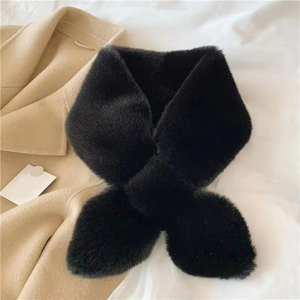 Women's Faux Rabbit Fur Collar Scarf – Plush Winter Wrap Faux Fur Scarf SWANS