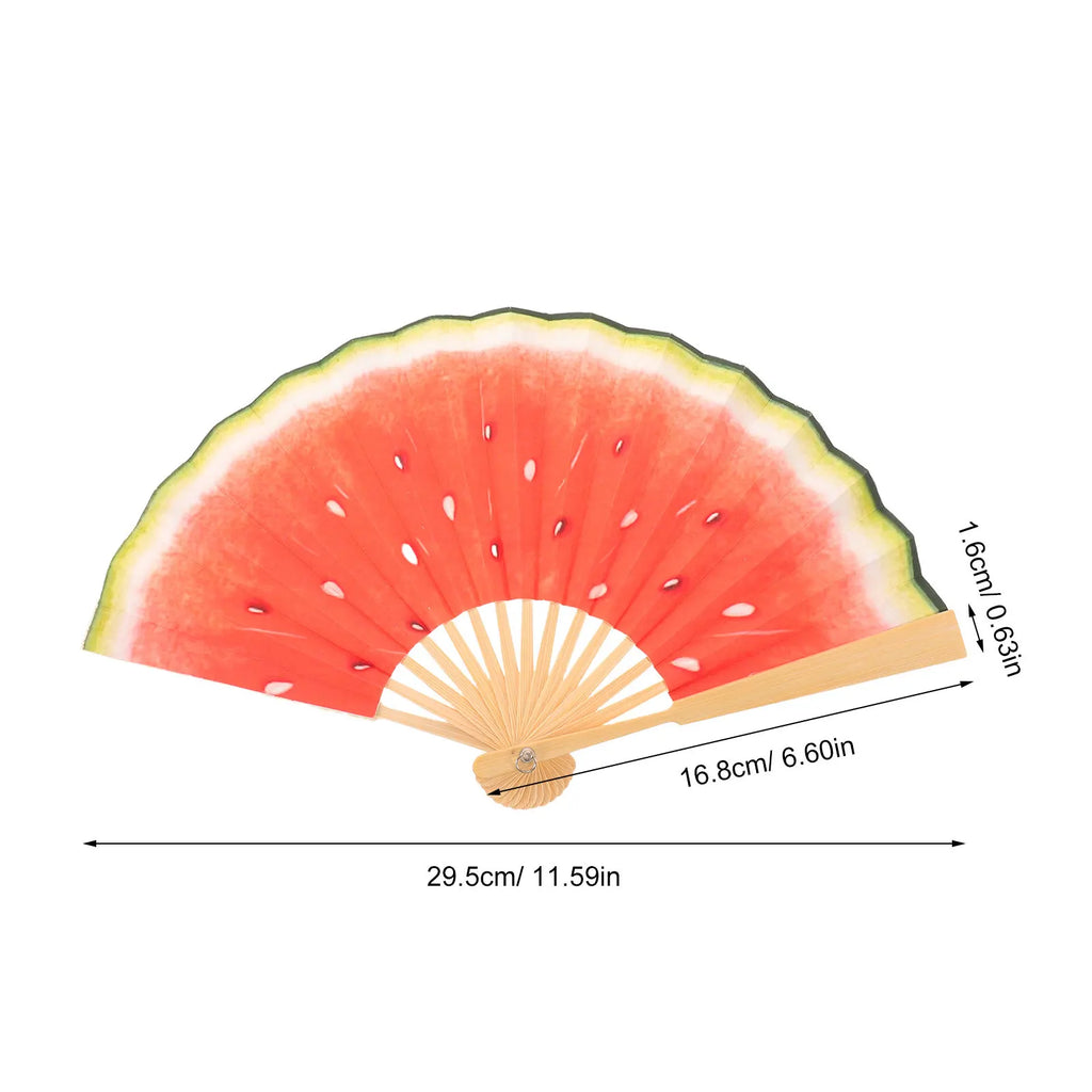 Watermelon Handpainted Bamboo Folding Fan – Summer Festivals Folding Hand Fan SWANS