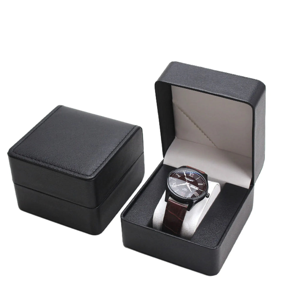 PU Leather Single Watch Box – Travel Display & Storage Case Watch Storage Box SWANS Black