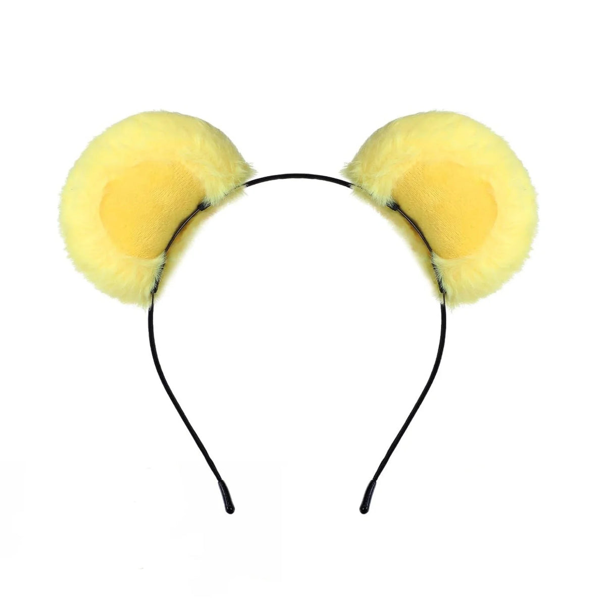 Plush Bear Ears Headband – Cute Fuzzy Animal Hair Hoop Animal Ears Headband SWANS yellow