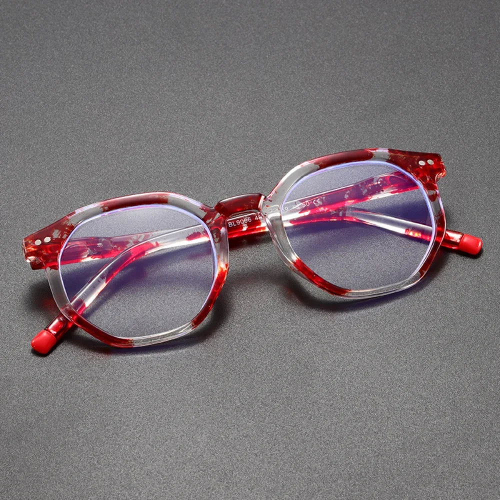 Women's Polygon Reading Glasses Anti Blue Light +1.0–+4.0 Reading Glasses SWANS Red-100
